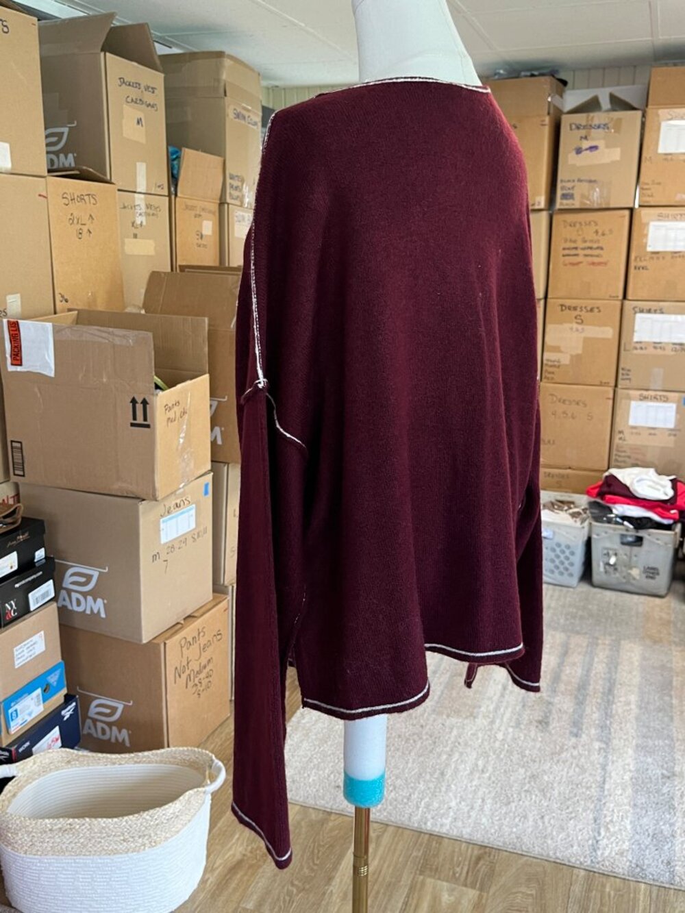 Vince Camuto V-Neck Sweater Pants Lounge Set XL Burgundy - Picture 10 of 16
